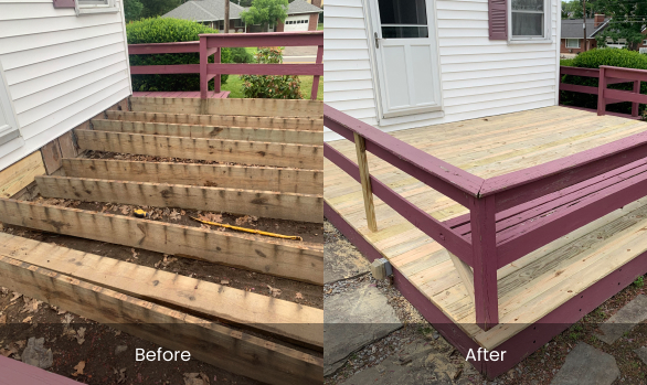 Before and After - Building of Backyard Porch